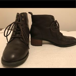 Brown Heeled Lace Boots Size 9